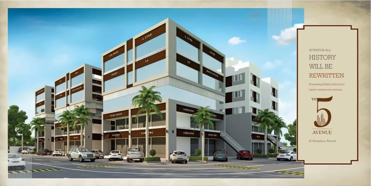 3D Elevation of real estate project 5th Avenue located at Manjalpur, Vadodara, Gujarat