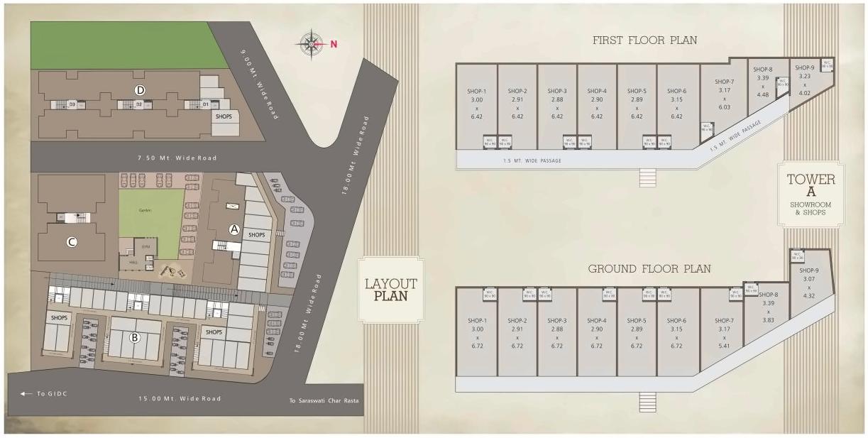 Layout of real estate project 5th Avenue located at Manjalpur, Vadodara, Gujarat