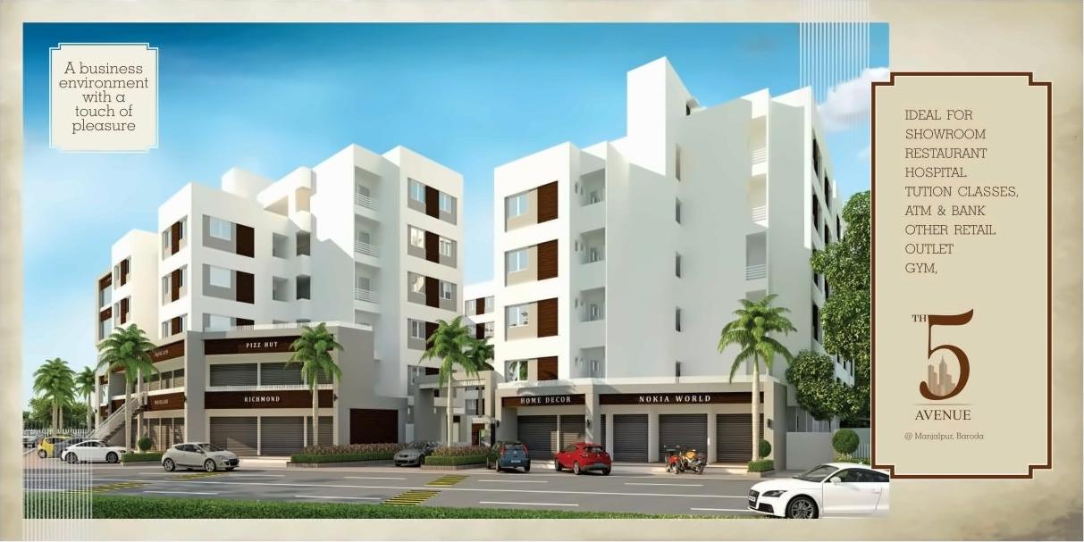 3D Elevation of real estate project 5th Avenue located at Manjalpur, Vadodara, Gujarat