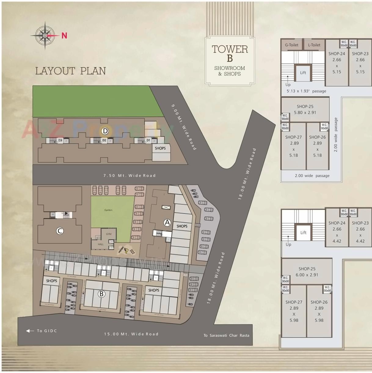 Layout of real estate project 5th Avenue located at Manjalpur, Vadodara, Gujarat