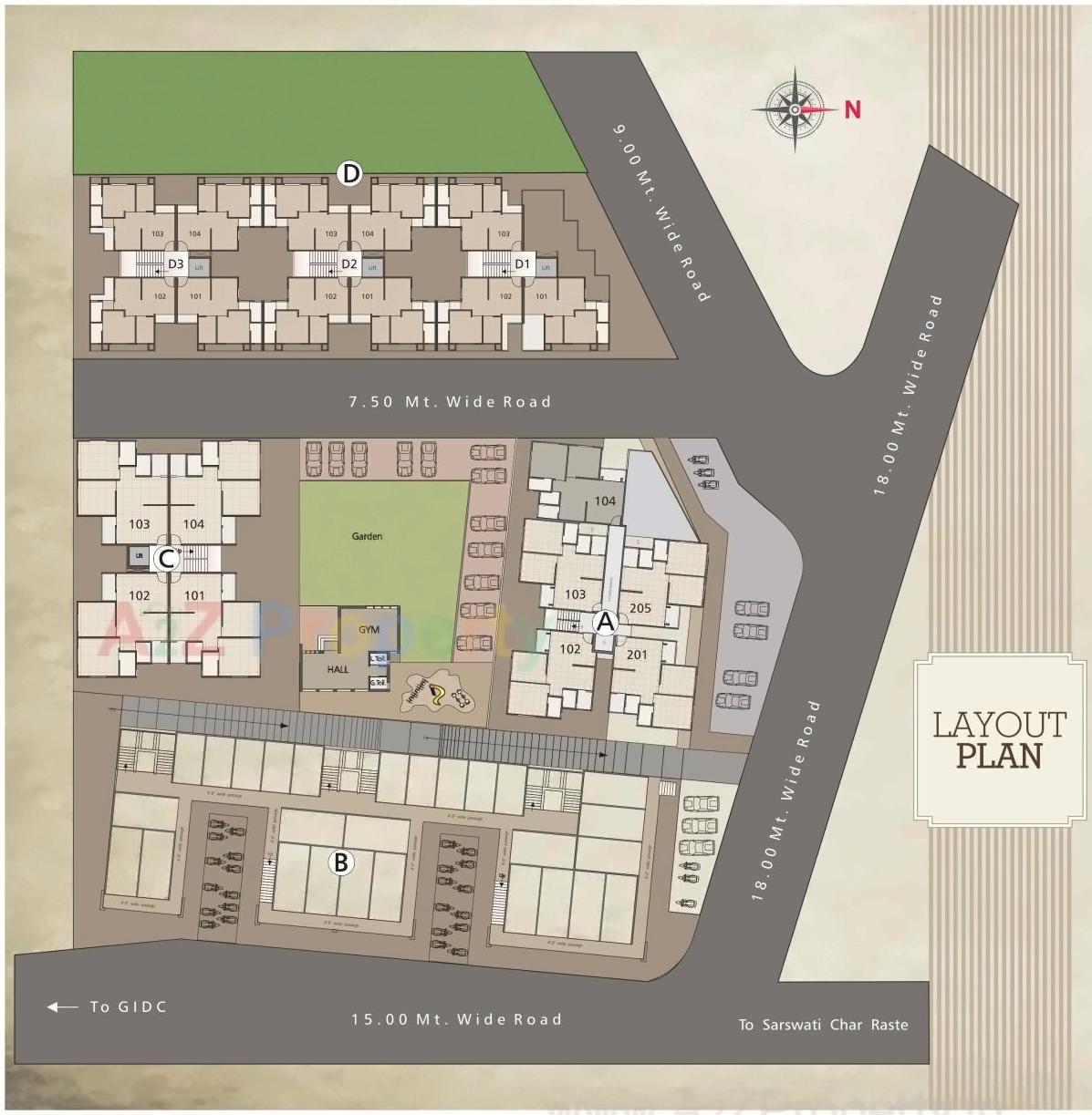 Layout of real estate project 5th Avenue located at Manjalpur, Vadodara, Gujarat