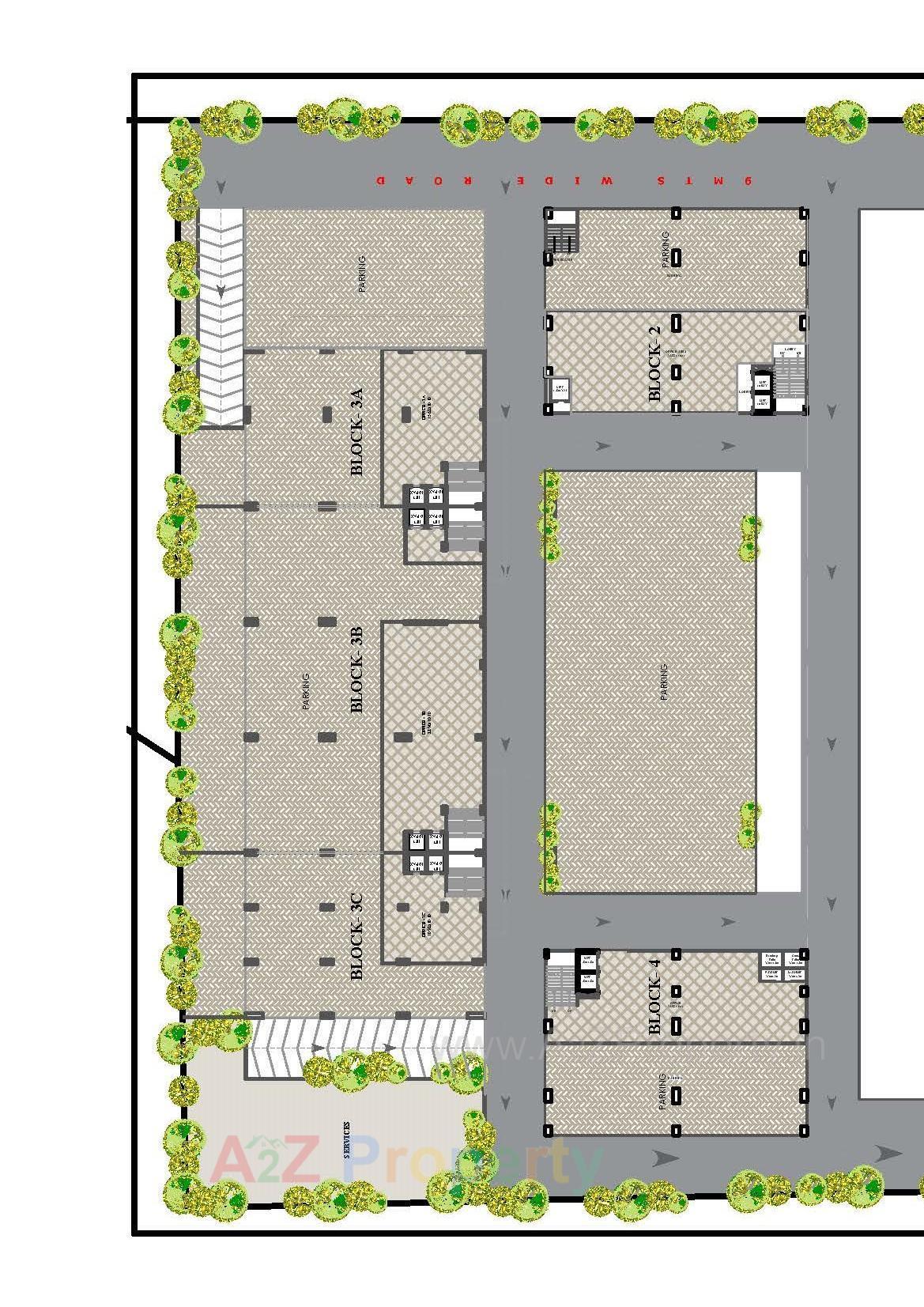 Layout of real estate project 73 East Avenue Corporate located at Vadi-vadi--subhanpura, Vadodara, Gujarat