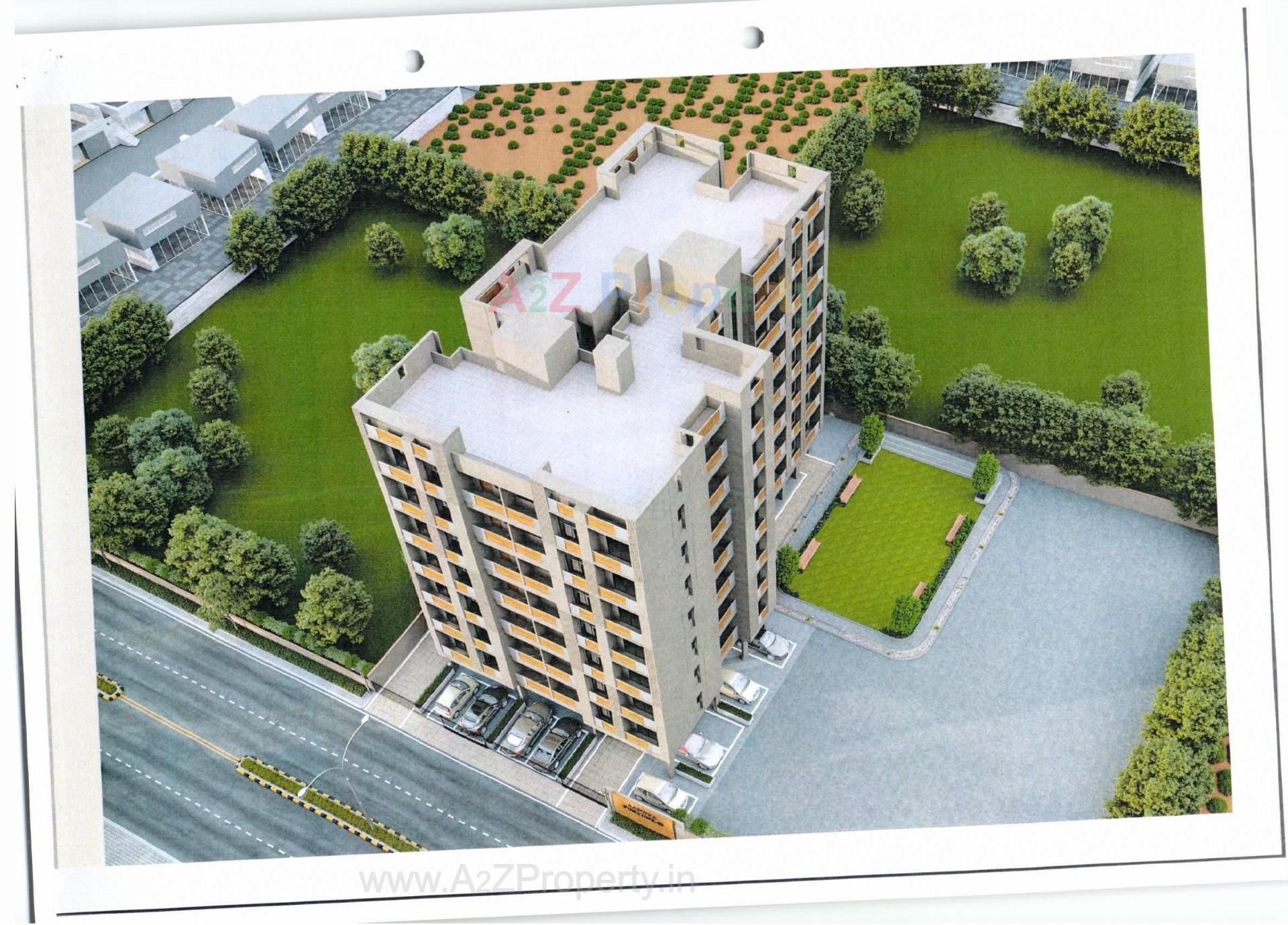 3D Elevation of real estate project Aadhya Fortune Ii located at Vasna-sayad, Vadodara, Gujarat