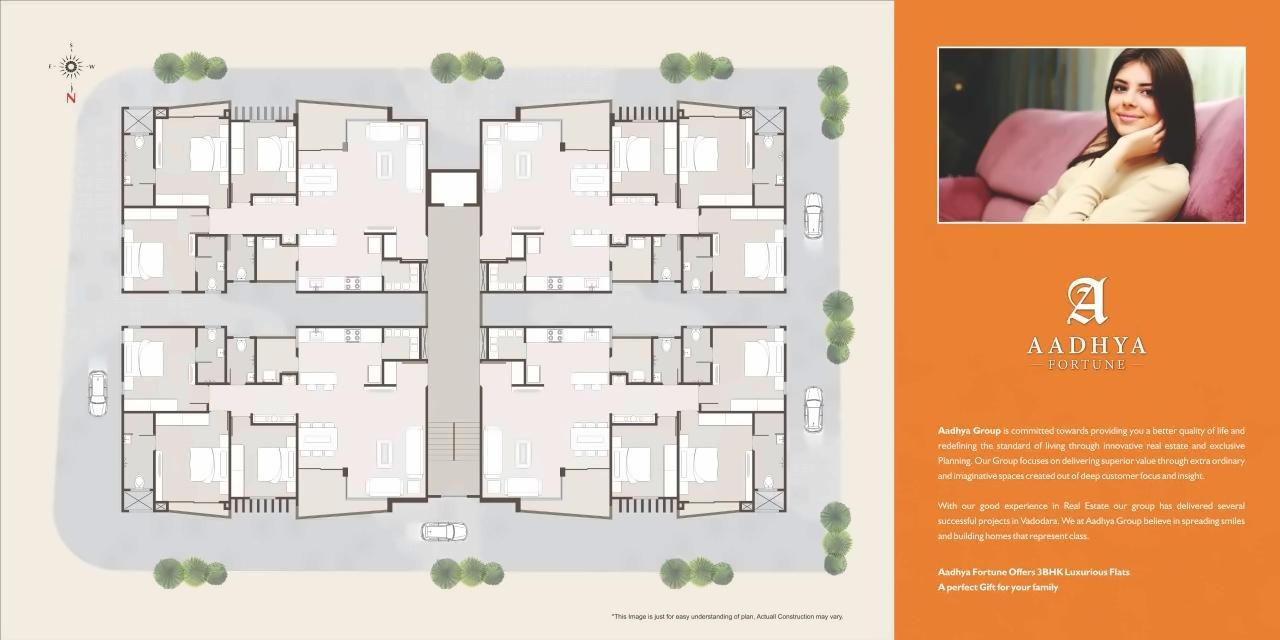 Layout of real estate project Aadhya Fortune located at Vasna, Vadodara, Gujarat