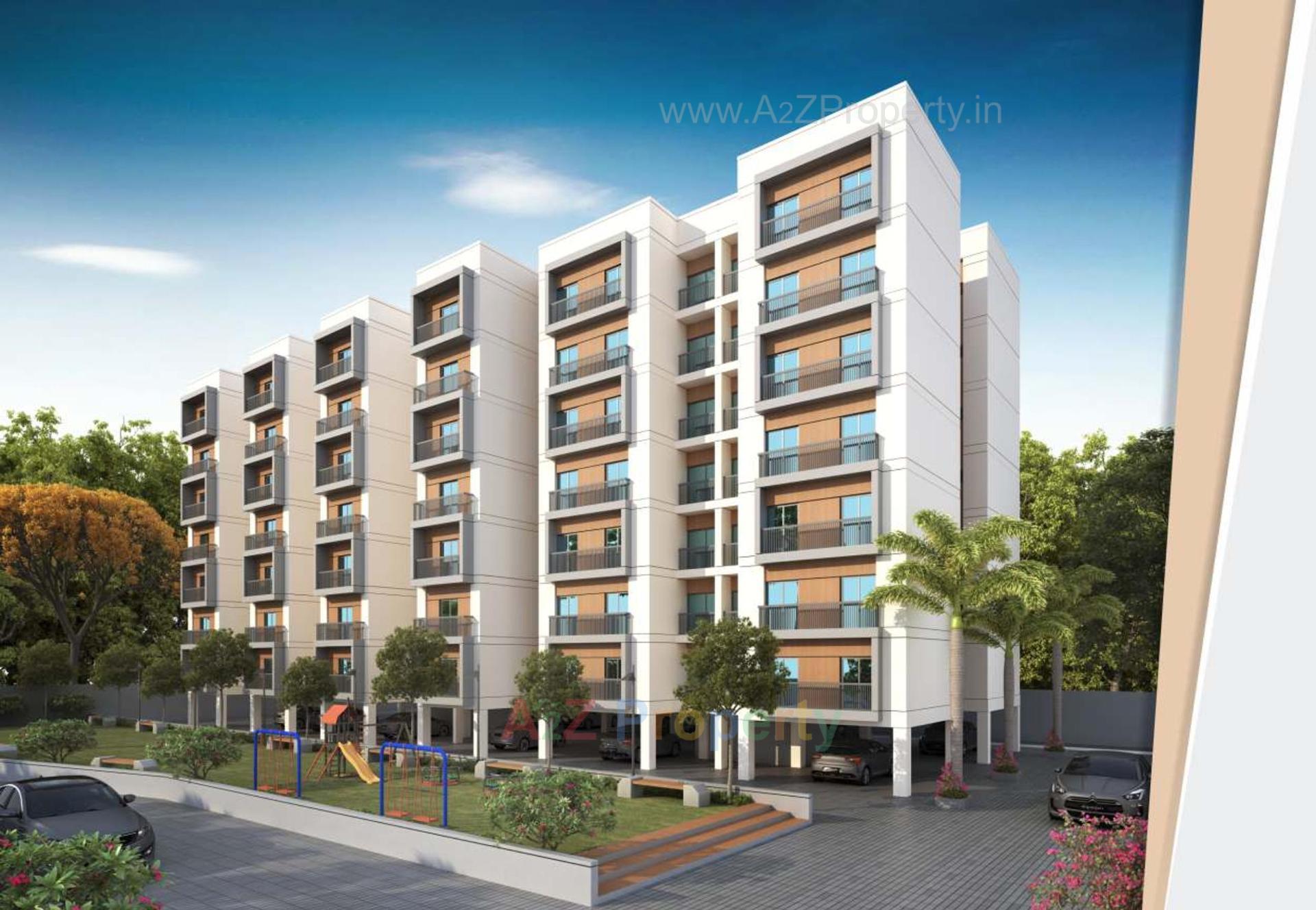 3D Elevation of real estate project Aangan Sky View located at Bapod, Vadodara, Gujarat