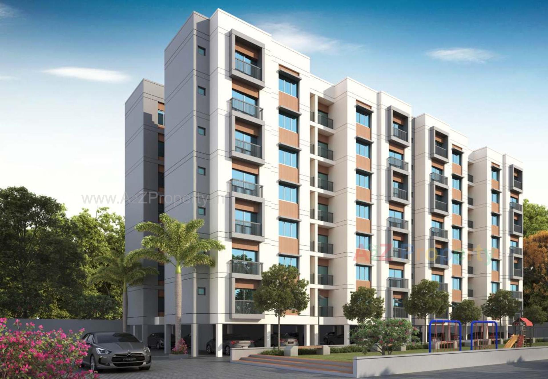 3D Elevation of real estate project Aangan Sky View located at Bapod, Vadodara, Gujarat