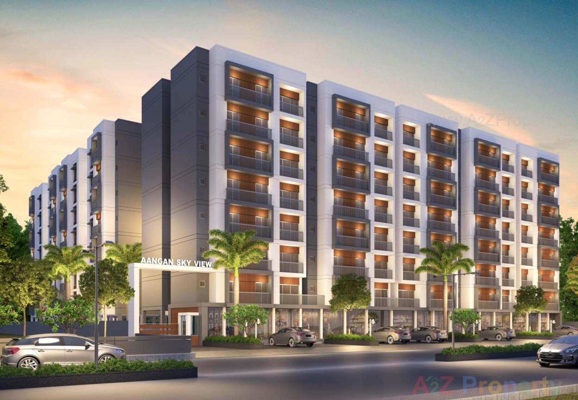 3D Elevation of real estate project Aangan Sky View located at Bapod, Vadodara, Gujarat