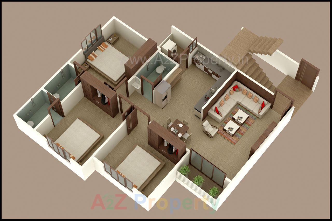 3 Bhk of real estate project Aangan located at Jambuva, Vadodara, Gujarat