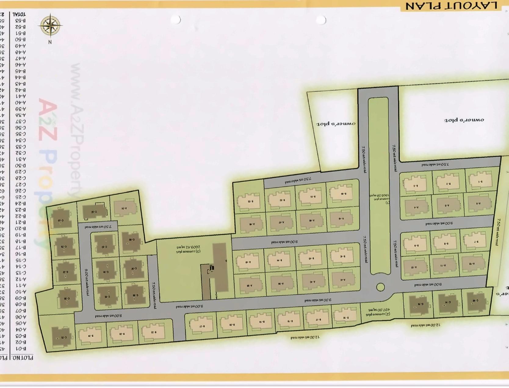 Layout of real estate project Aarna located at Kalali, Vadodara, Gujarat