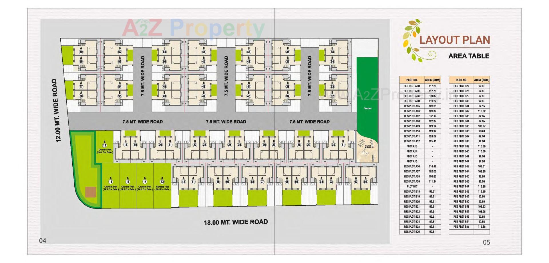 Layout of real estate project Aarna Eveleen located at Chapad, Vadodara, Gujarat
