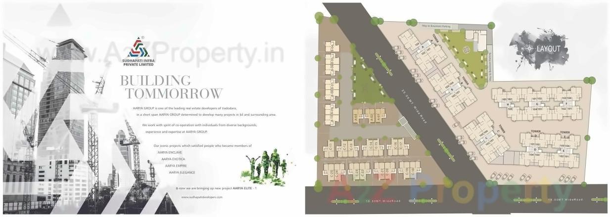 Layout of real estate project Aarya Elite located at Kalali, Vadodara, Gujarat