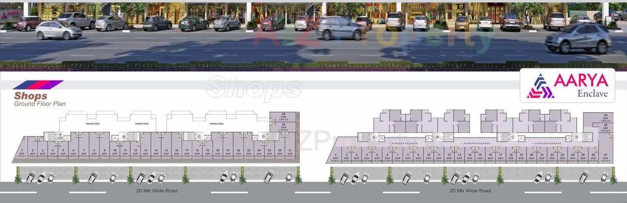 Layout of real estate project Aarya Enclave located at Bill, Vadodara, Gujarat