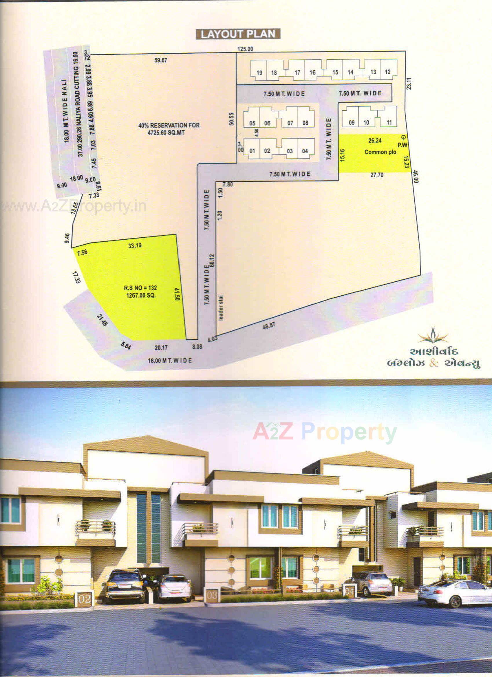 Layout of real estate project Aashirwad Bunglows   Avenue located at Padra, Vadodara, Gujarat