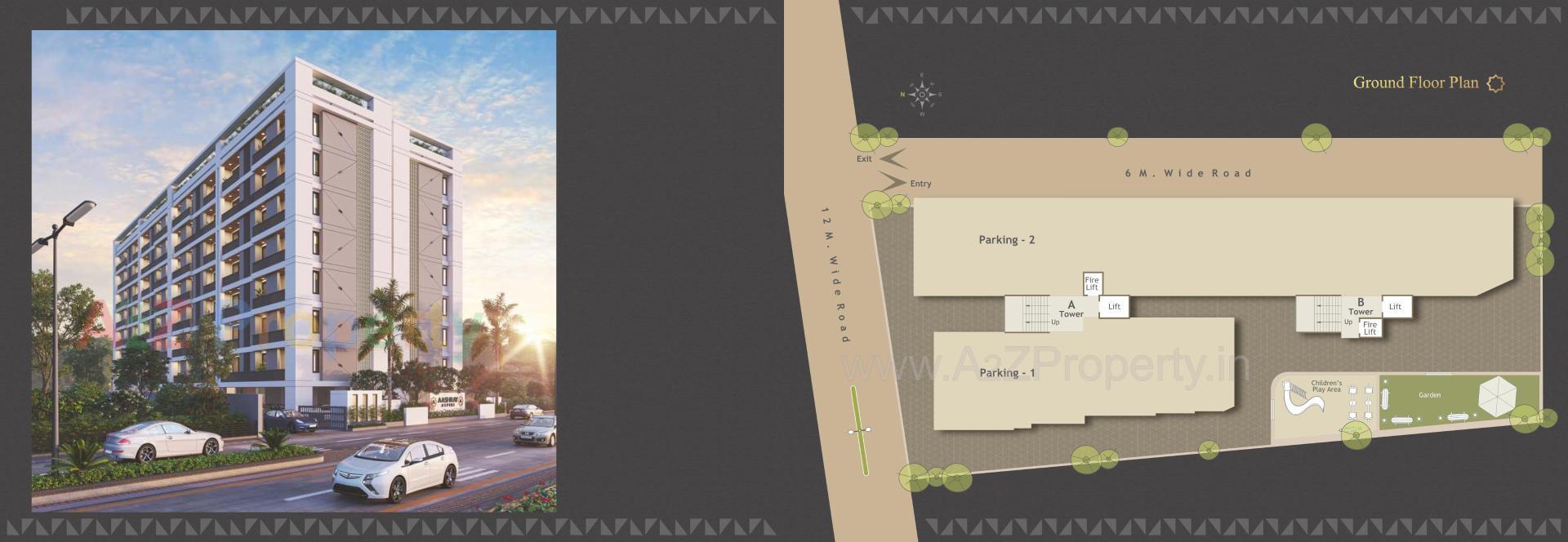 Layout of real estate project Aashray Aspire located at Saiyad-vasna, Vadodara, Gujarat