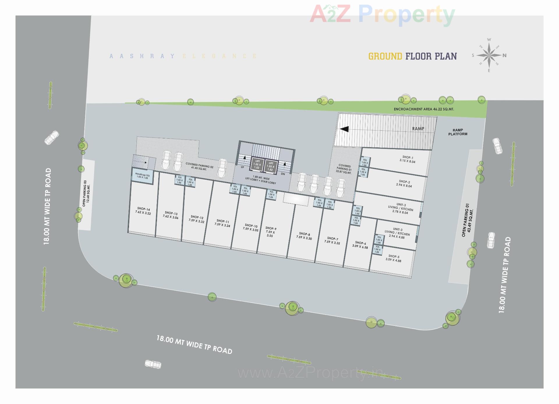 Layout of real estate project Aashray Elegance located at Sevasi, Vadodara, Gujarat