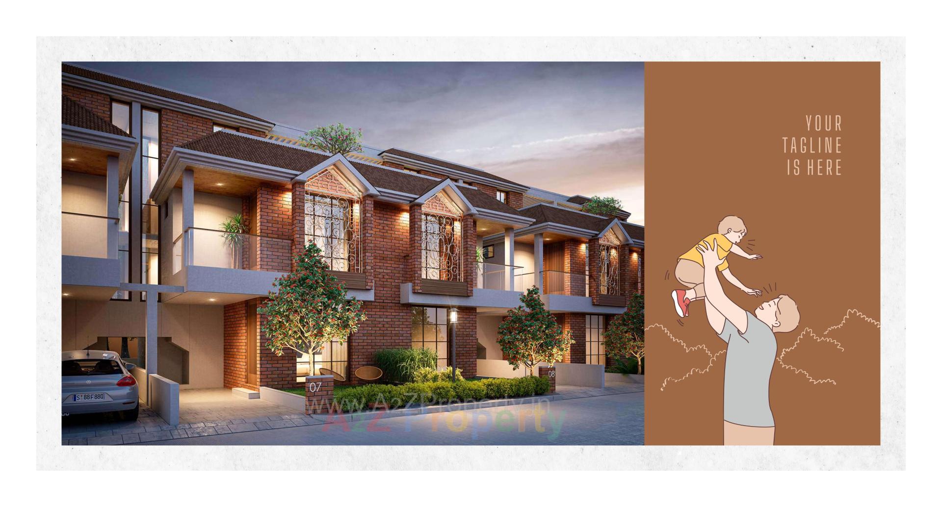 3D Elevation of real estate project Aatmiya Grand Villa located at Makkarpura, Vadodara, Gujarat