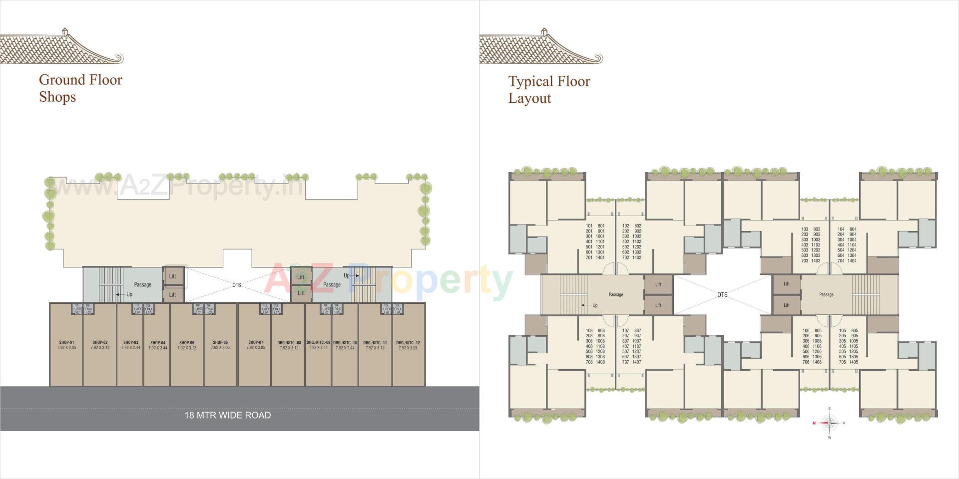 Layout of real estate project Aatmiya New County Flat located at Makarpura, Vadodara, Gujarat