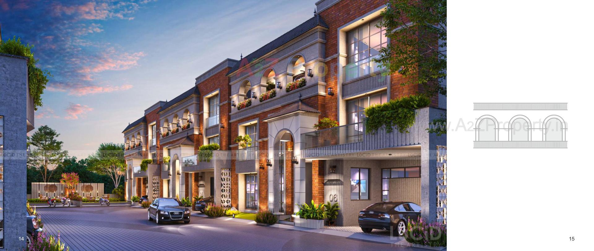 3D Elevation of real estate project Aatmiya Selenite Villa located at Gotri, Vadodara, Gujarat