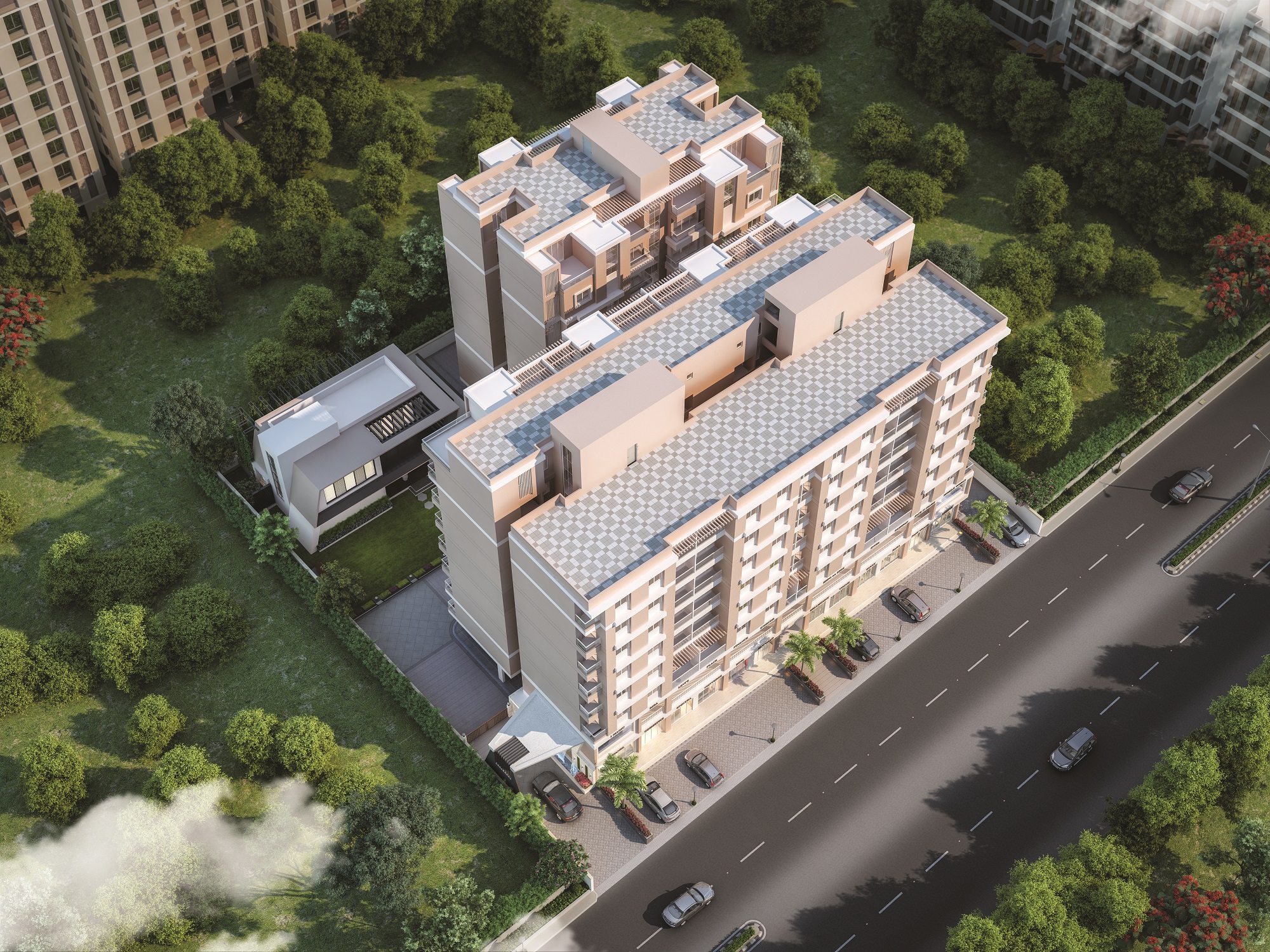 3D Elevation of real estate project Abhishek Alyssum located at Sama, Vadodara, Gujarat