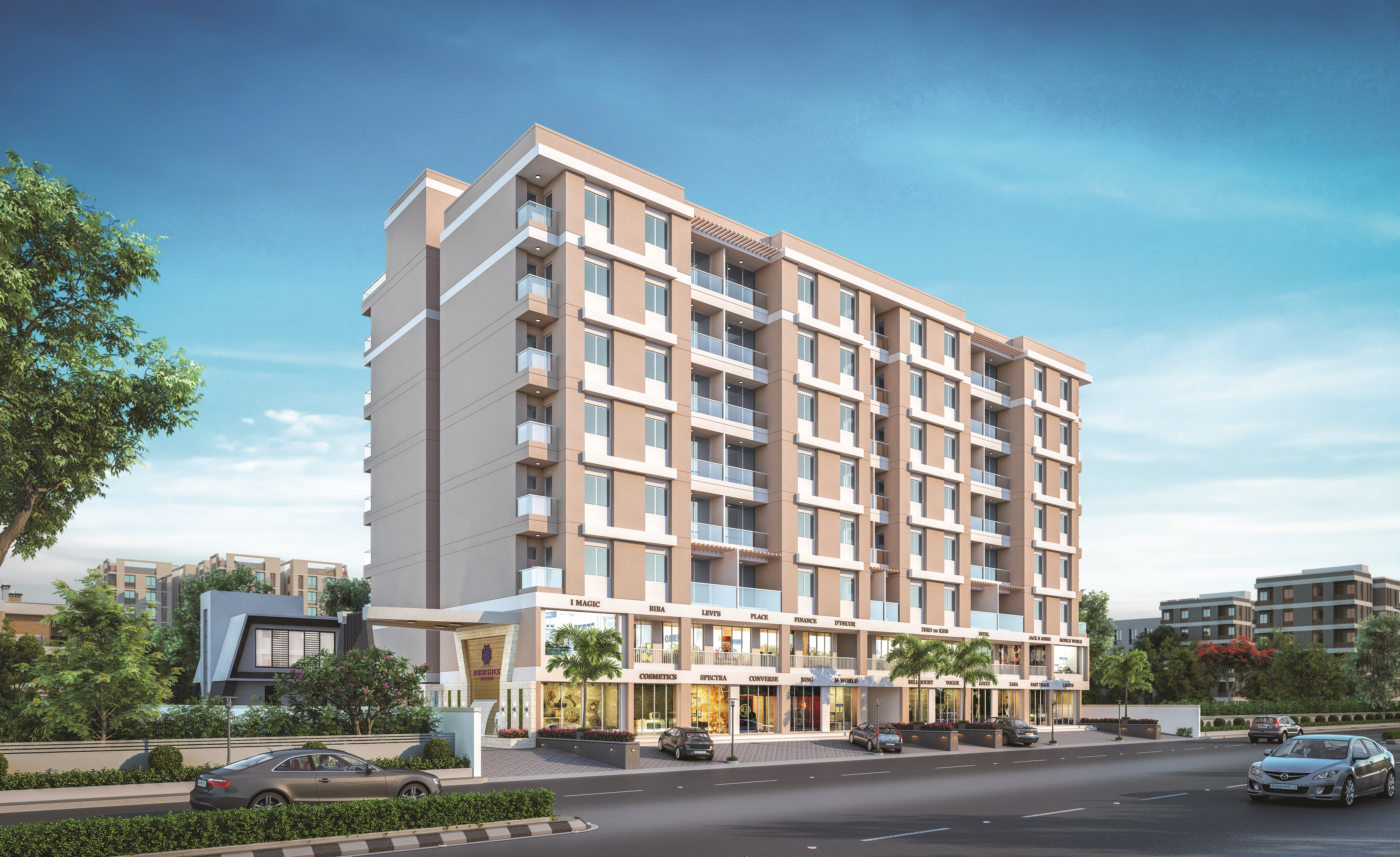 3D Elevation of real estate project Abhishek Alyssum located at Sama, Vadodara, Gujarat