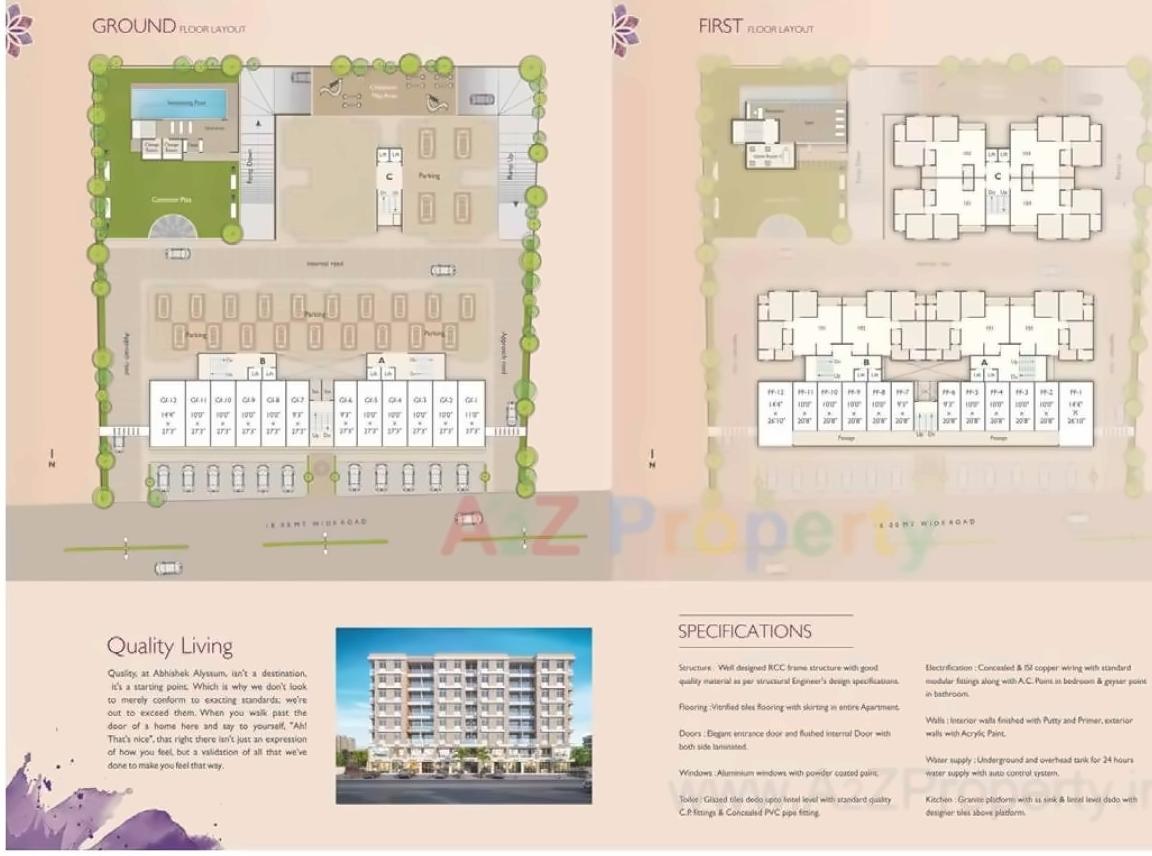 Layout of real estate project Abhishek Alyssum located at Sama, Vadodara, Gujarat