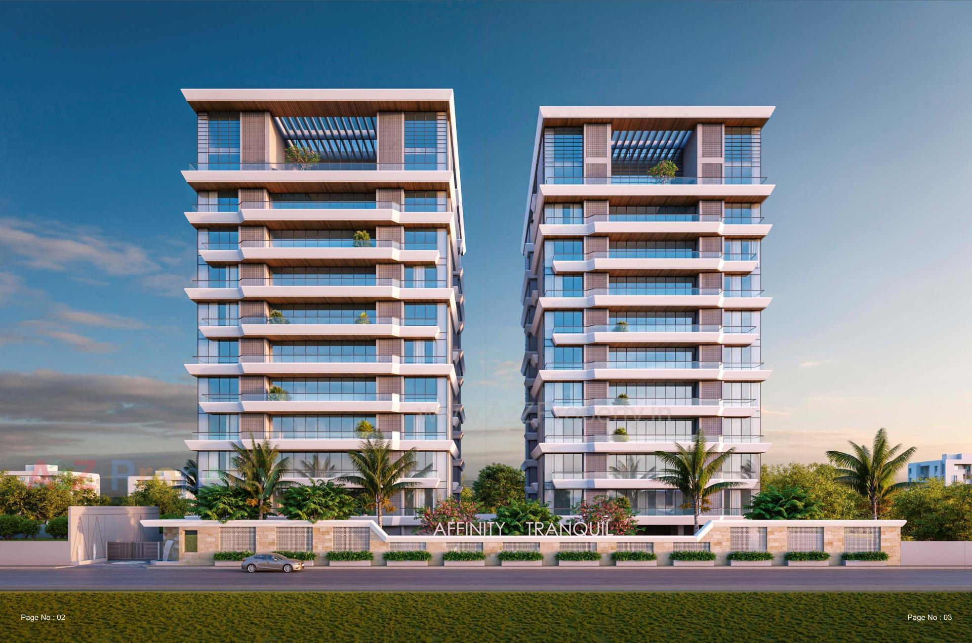 3D Elevation of real estate project Affinity Tranquil located at Gotri, Vadodara, Gujarat