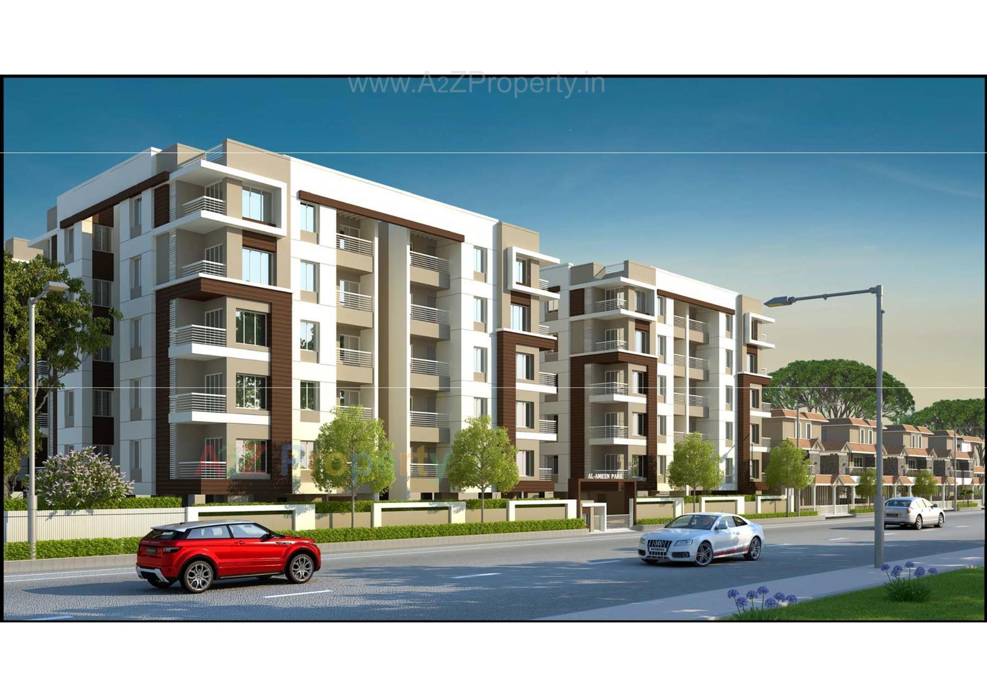 3D Elevation of real estate project Al Ameen Park located at Tandalja, Vadodara, Gujarat