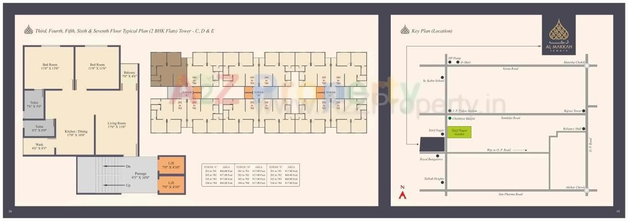 Layout of real estate project Al Makkah Towers located at Vadodara, Vadodara, Gujarat