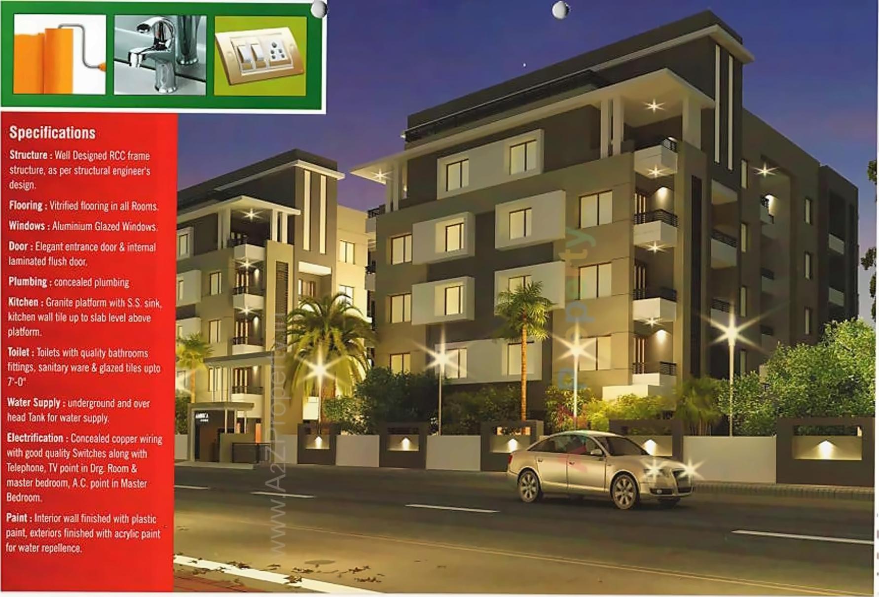 3D Elevation of real estate project Ambica Avenue located at Atladara, Vadodara, Gujarat