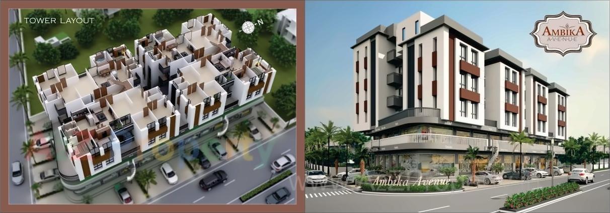 3D Elevation of real estate project Ambika Avenue located at Vadodara, Vadodara, Gujarat