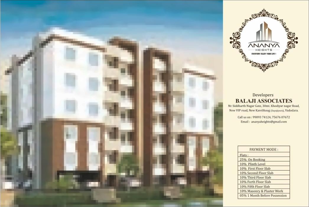 3D Elevation of real estate project Ananya Heights located at Sayajipura, Vadodara, Gujarat