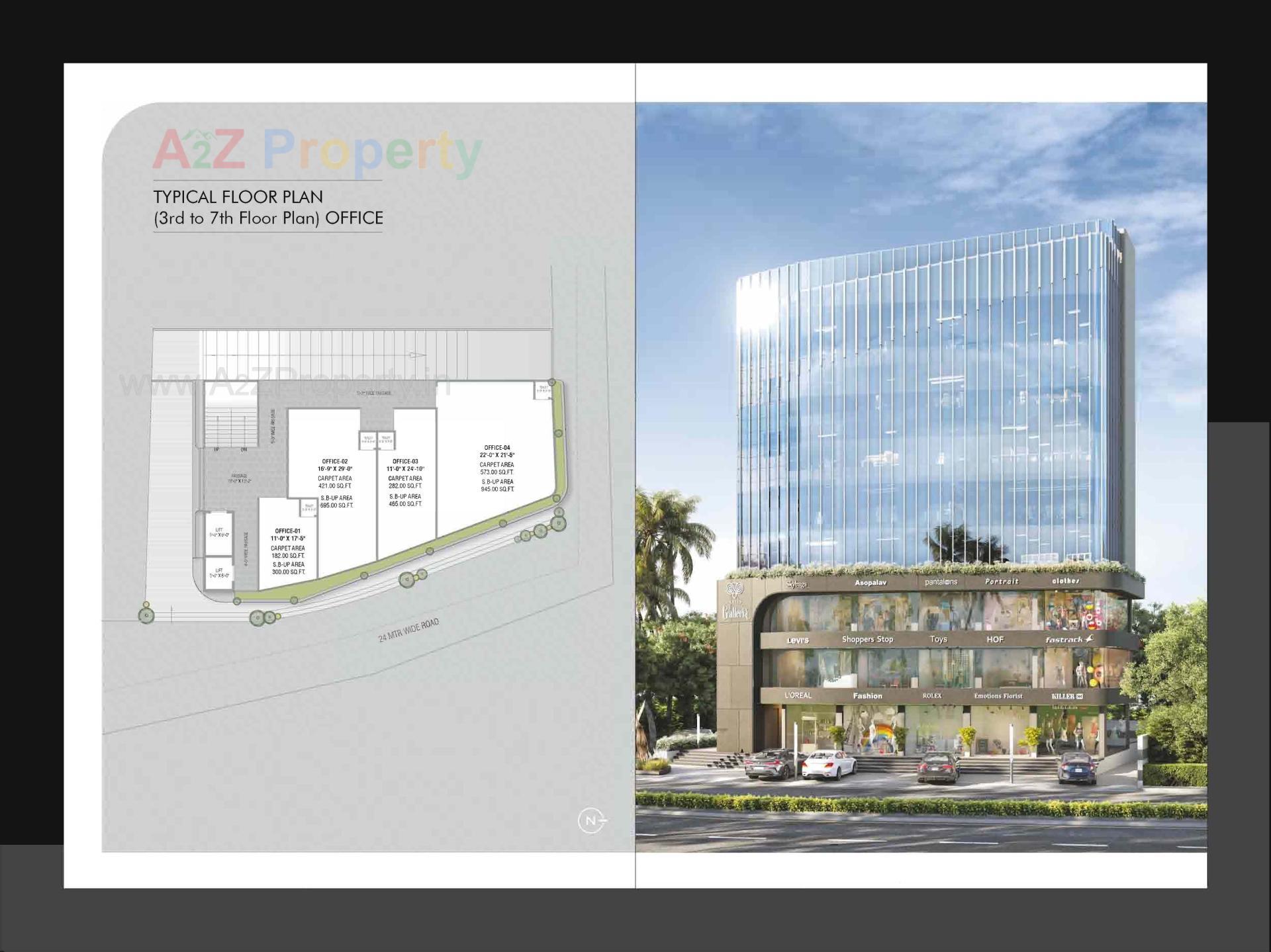 Layout of real estate project Aries Galleria located at Tandalja, Vadodara, Gujarat