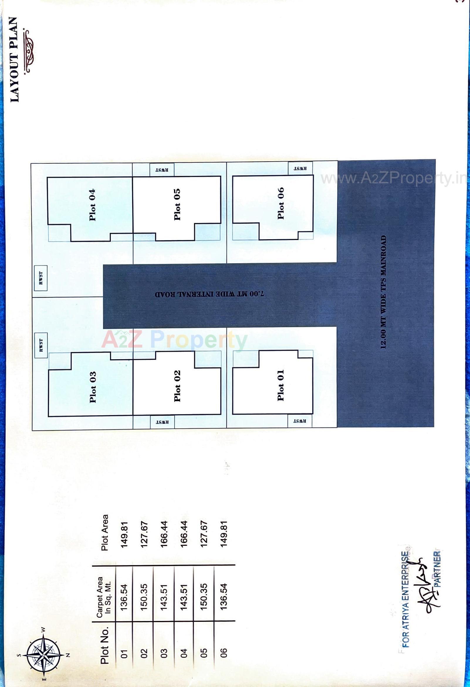 Layout of real estate project Atriya Villa located at Bhayli, Vadodara, Gujarat
