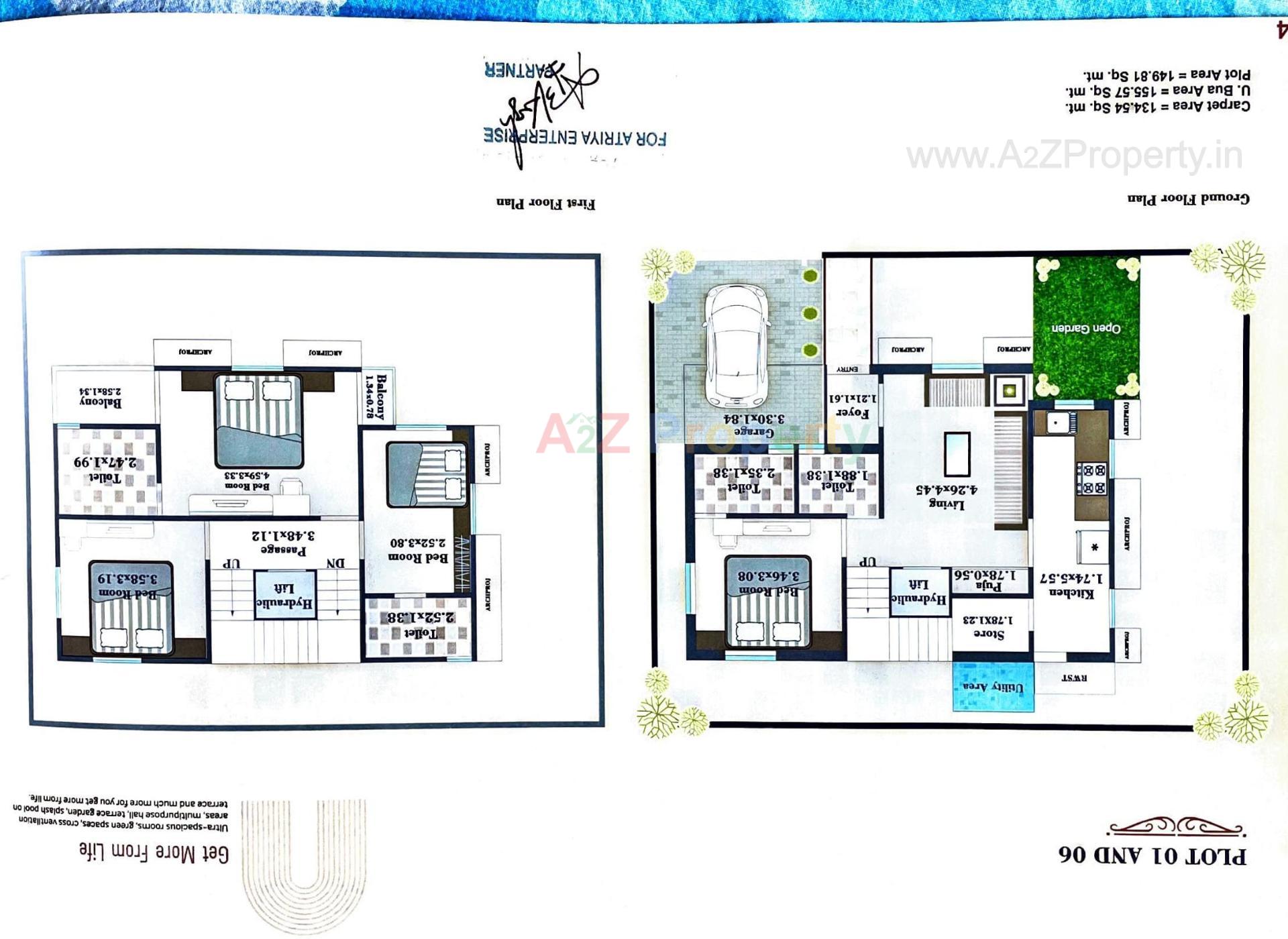 Layout of real estate project Atriya Villa located at Bhayli, Vadodara, Gujarat