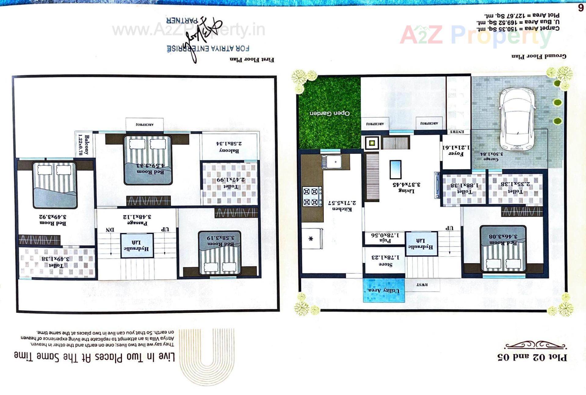 Layout of real estate project Atriya Villa located at Bhayli, Vadodara, Gujarat