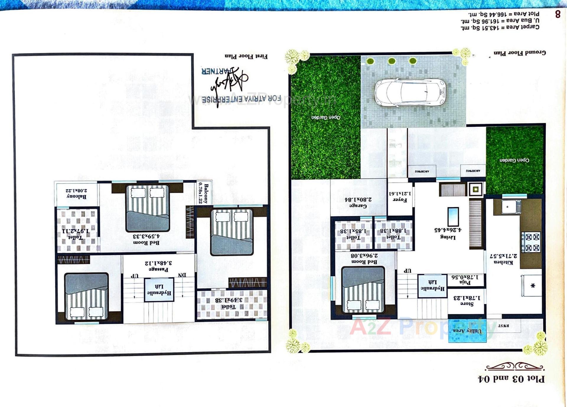 Layout of real estate project Atriya Villa located at Bhayli, Vadodara, Gujarat