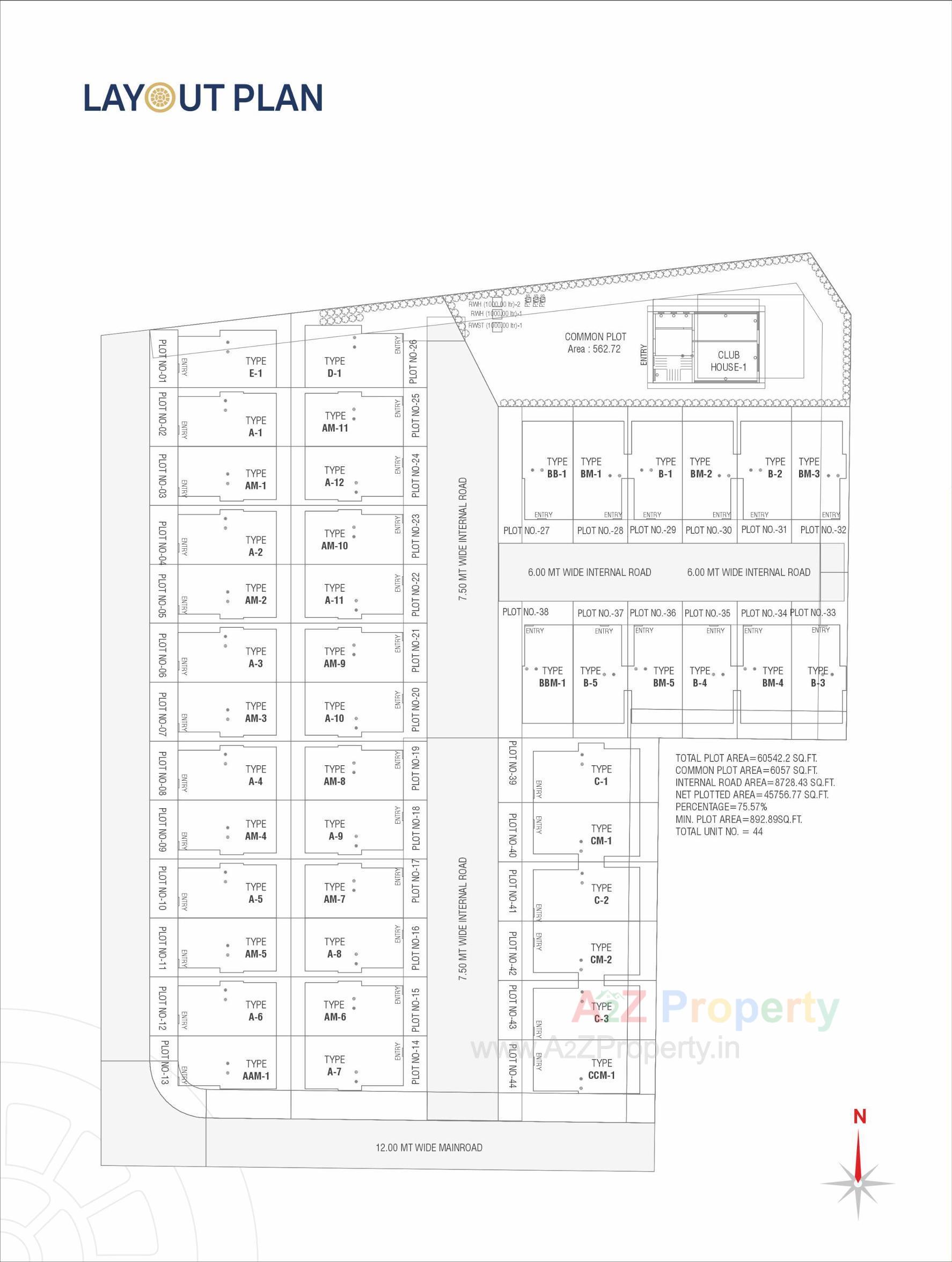 Layout of real estate project Auro located at Bil, Vadodara, Gujarat