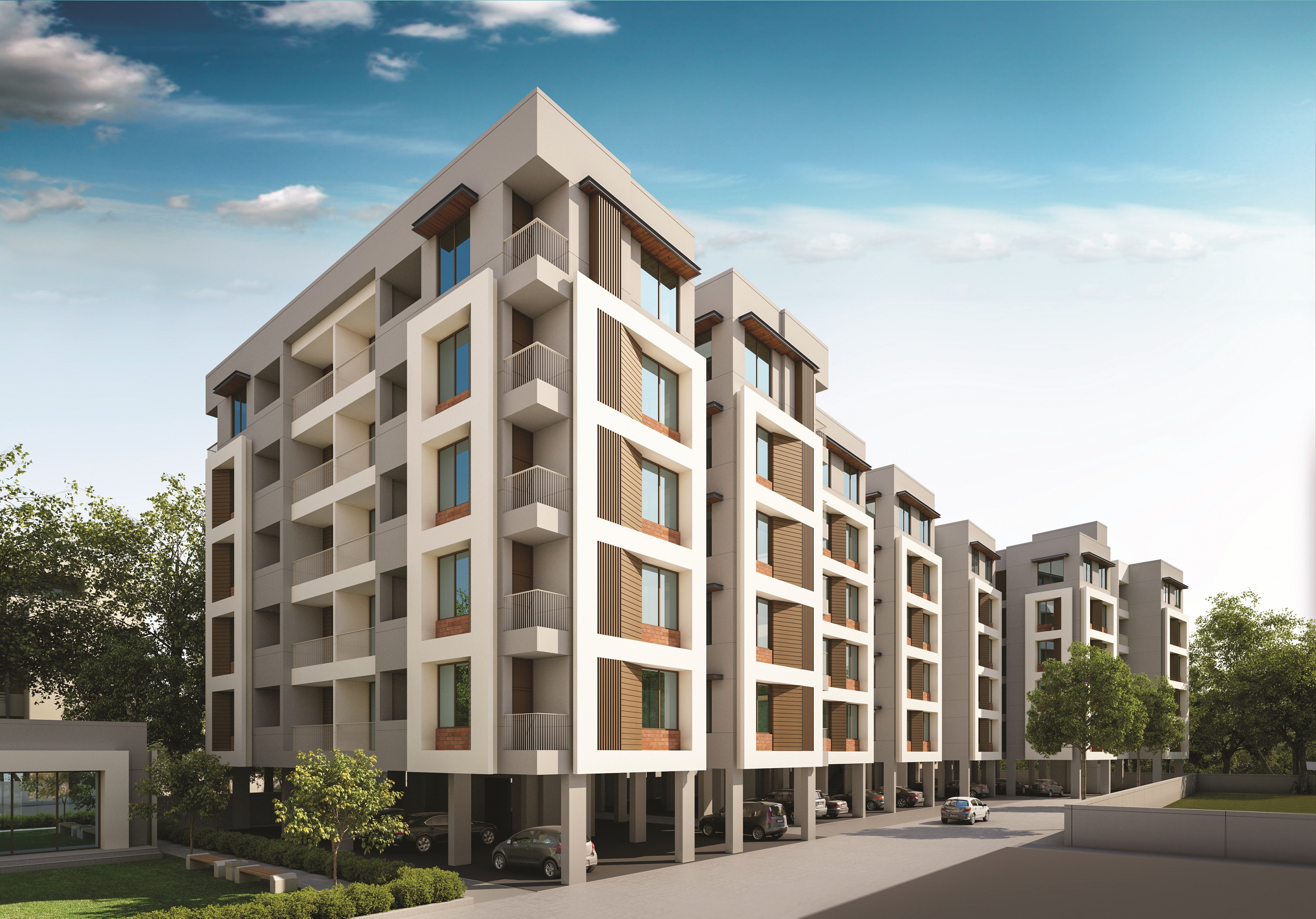 3D Elevation of real estate project Avadh Resicom located at Vadsar, Vadodara, Gujarat