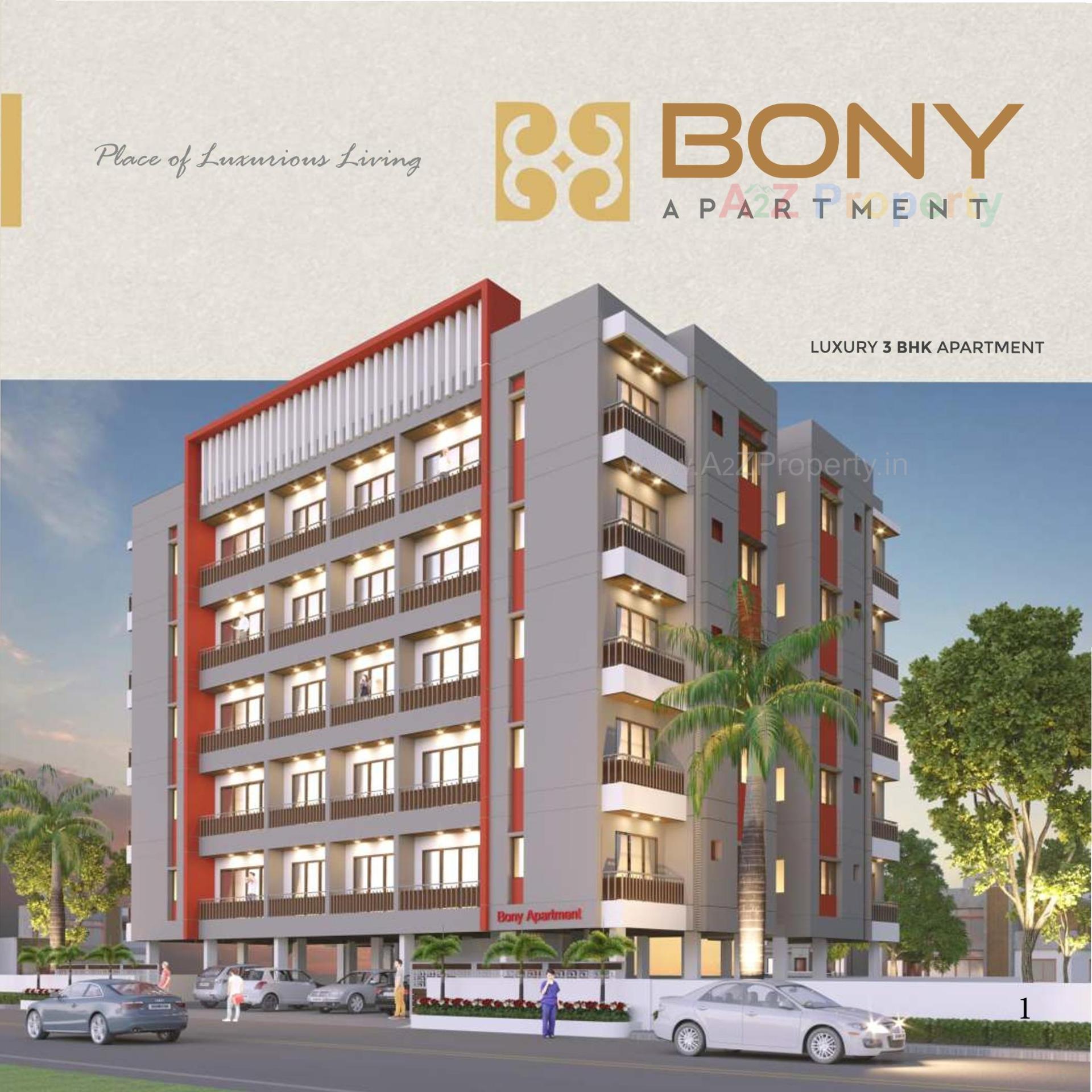 3D Elevation of real estate project Bony Apartment located at Kasba, Vadodara, Gujarat