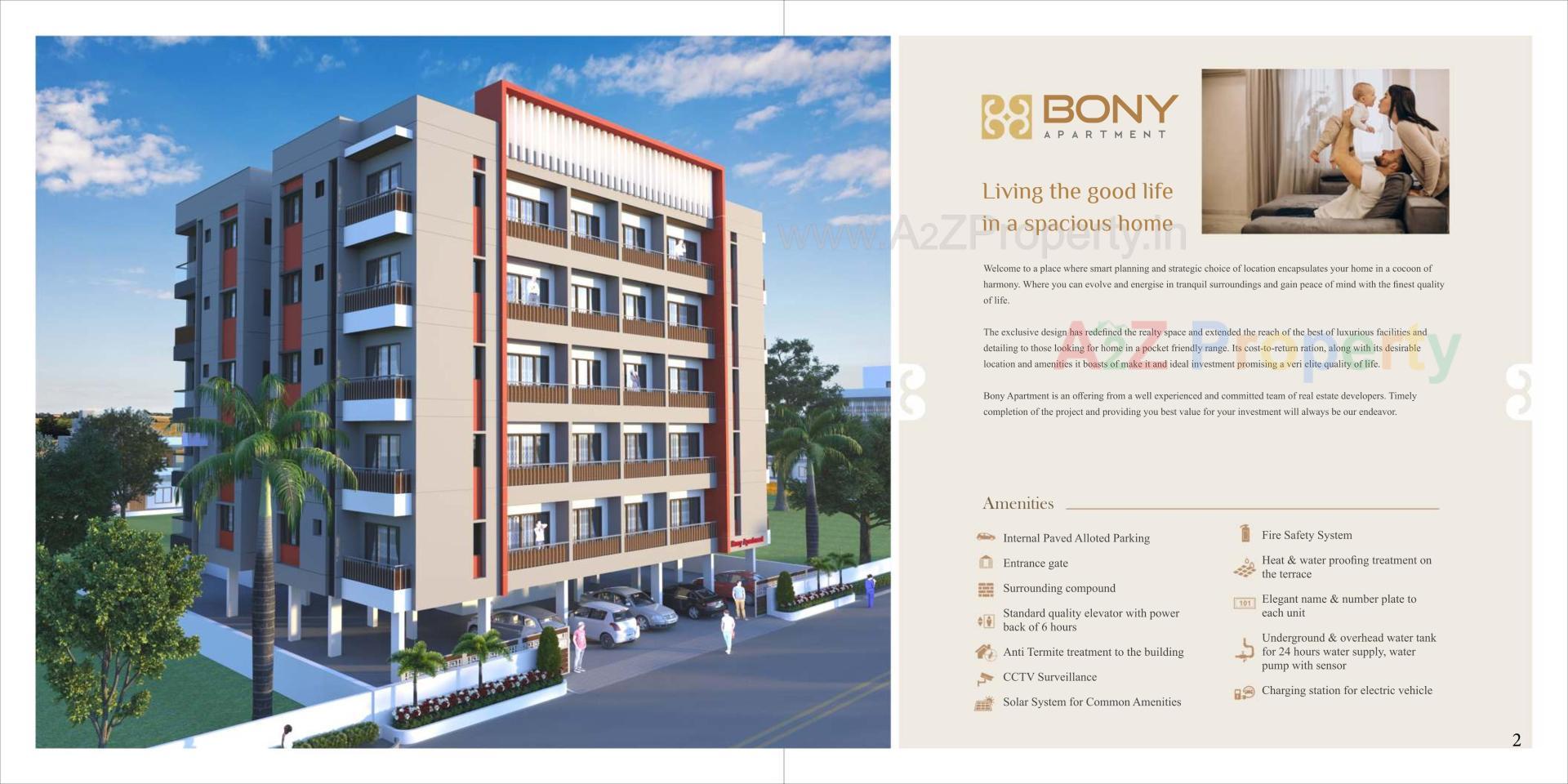 3D Elevation of real estate project Bony Apartment located at Kasba, Vadodara, Gujarat