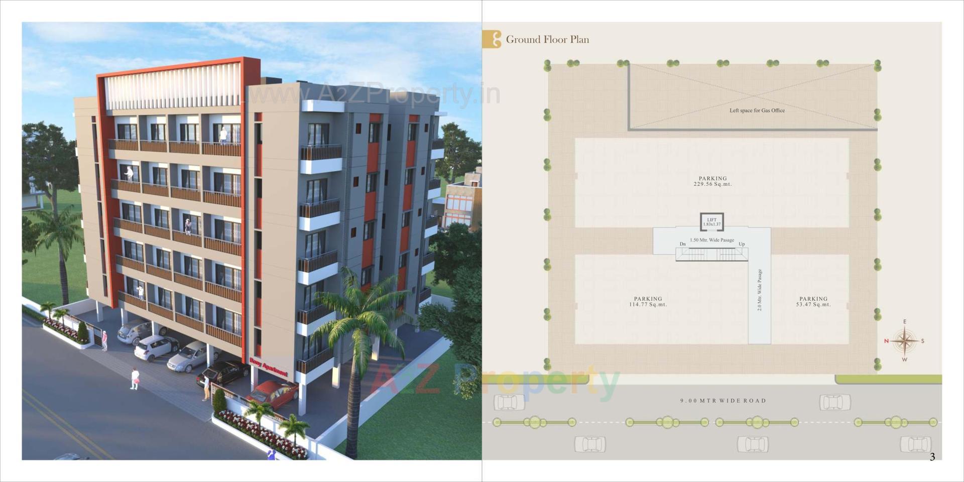 Layout of real estate project Bony Apartment located at Kasba, Vadodara, Gujarat