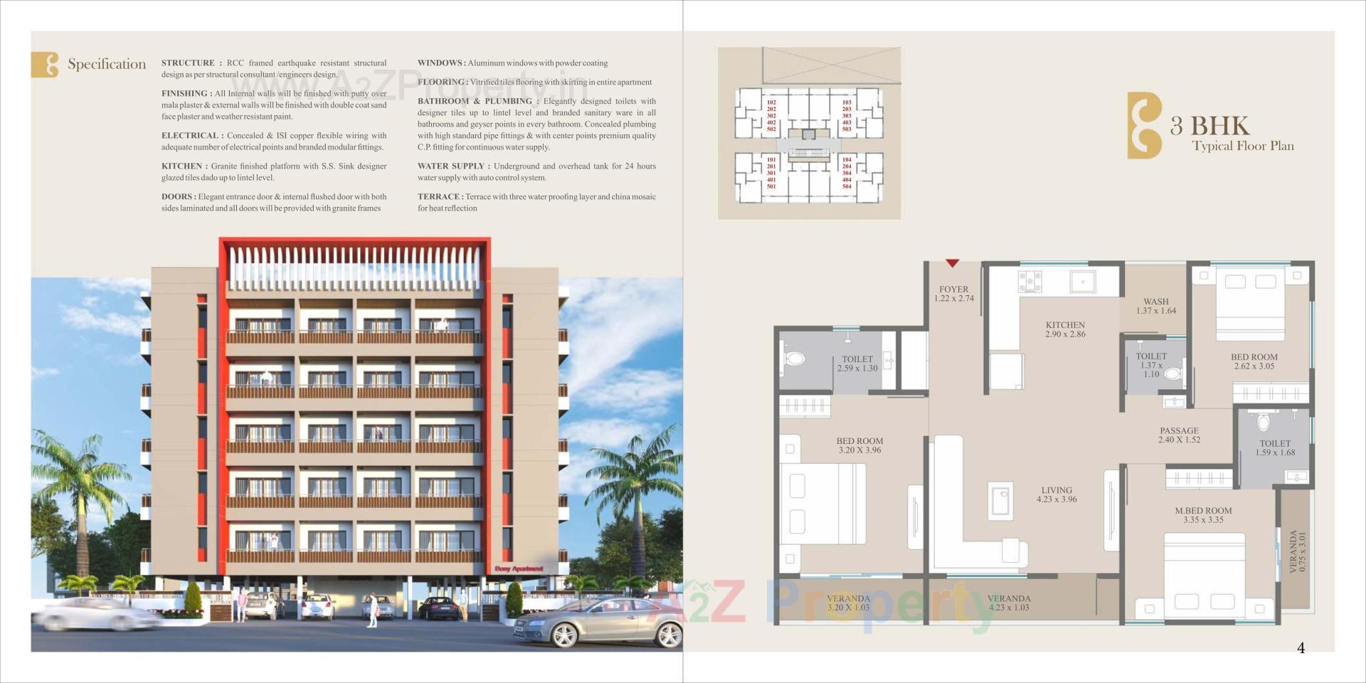 Layout of real estate project Bony Apartment located at Kasba, Vadodara, Gujarat