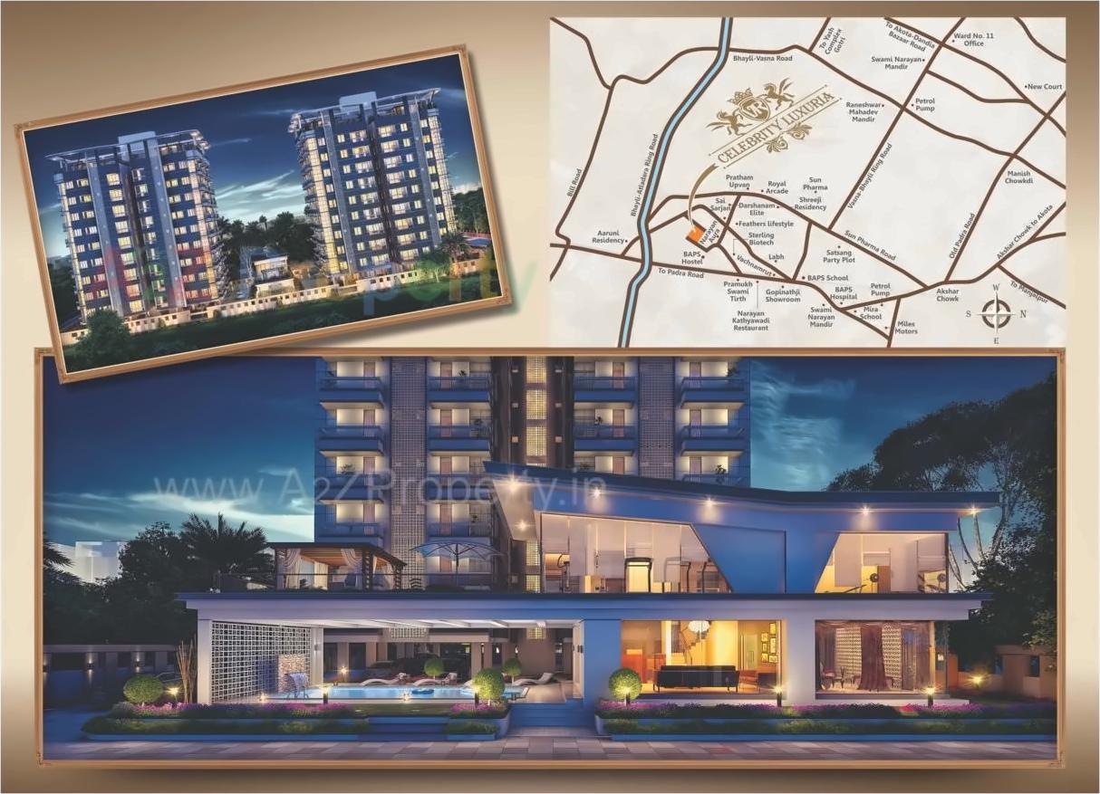 3D Elevation of real estate project Celebrity Luxuria located at Atladara, Vadodara, Gujarat