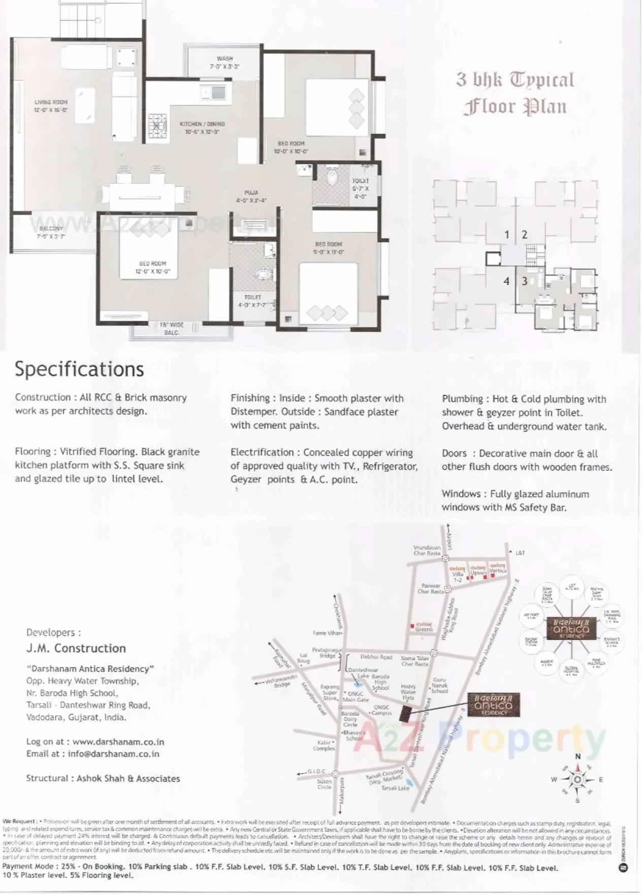Layout of real estate project Darshanam Antica Residency located at Danteshwar, Vadodara, Gujarat