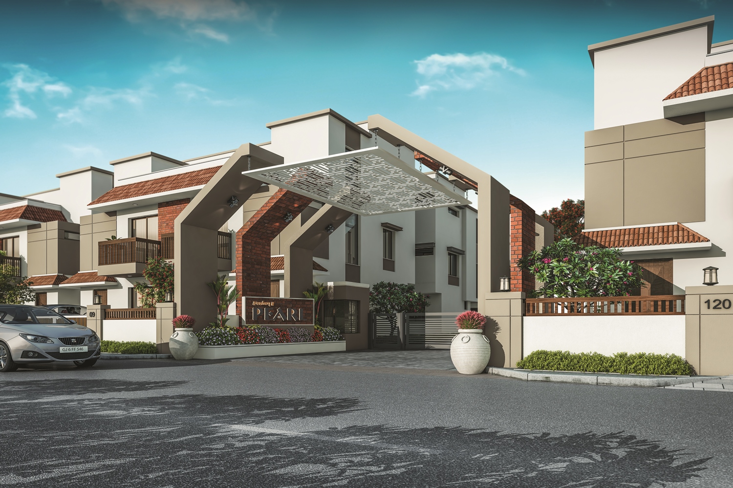 3D Elevation of real estate project Darshanam Pearl located at Tarsali, Vadodara, Gujarat