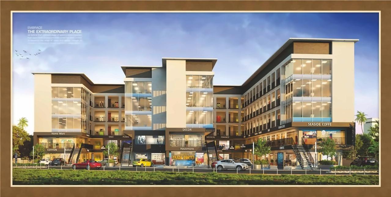 3D Elevation of real estate project Darshanam Trade Center located at Kasba, Vadodara, Gujarat