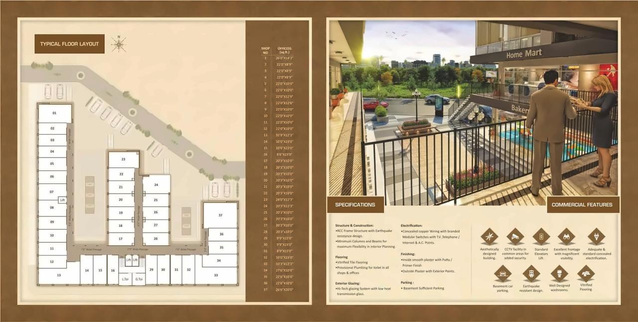 Layout of real estate project Darshanam Trade Center located at Kasba, Vadodara, Gujarat