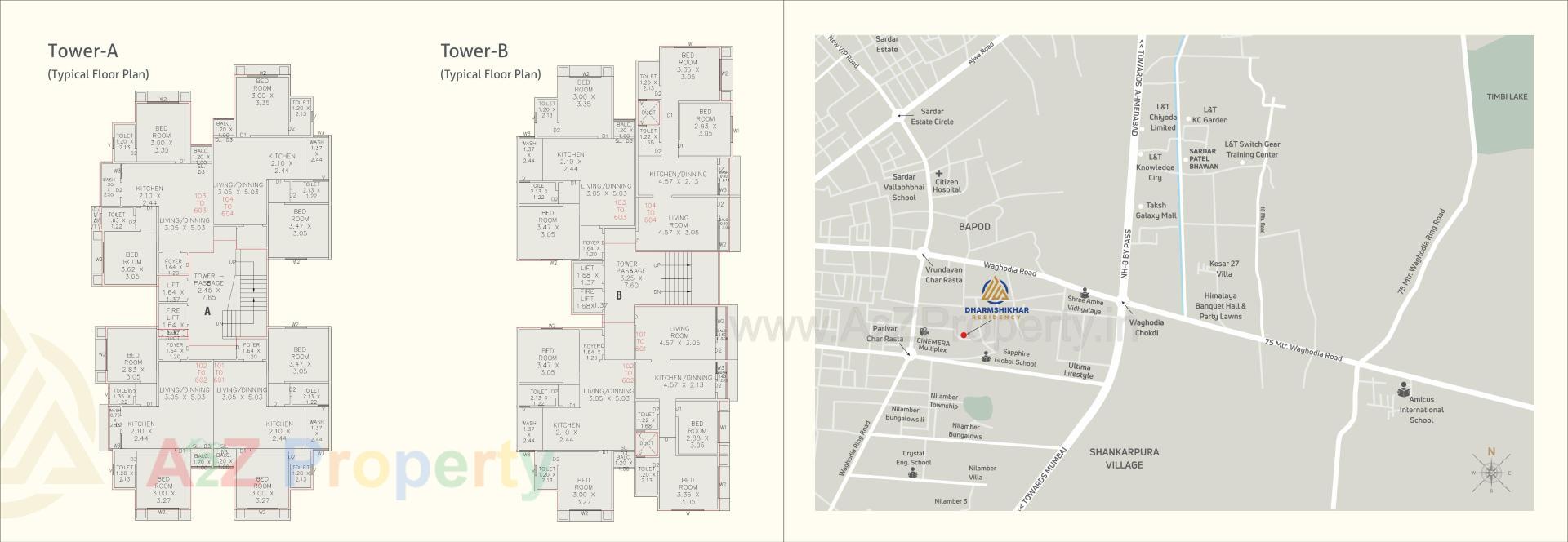 Layout of real estate project Dharm Shikhar Residency located at Bapod, Vadodara, Gujarat