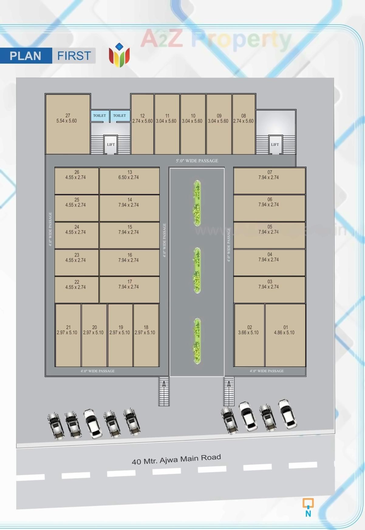 Layout of real estate project Divya Plaza located at Sayajipura, Vadodara, Gujarat
