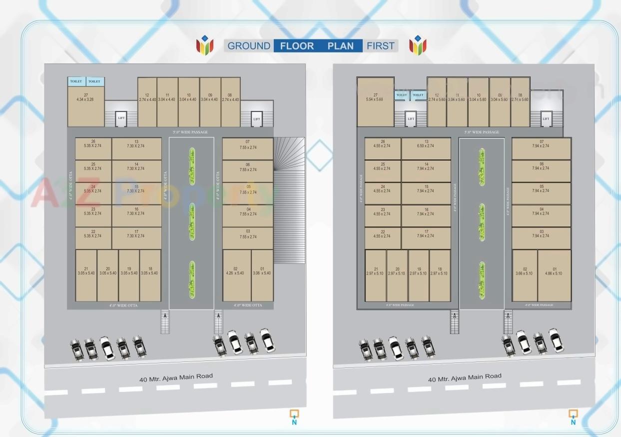 Layout of real estate project Divya Plaza located at Sayajipura, Vadodara, Gujarat
